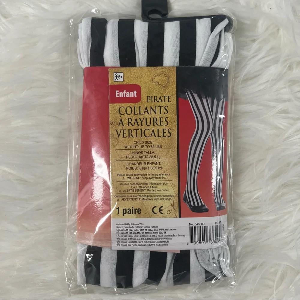 Black and White vertical Striped Tights NEW Child one size Halloween costume